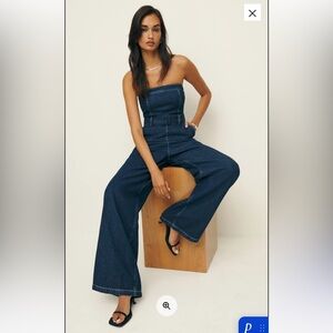 Reformation Eva Denim Strapless Jumpsuit